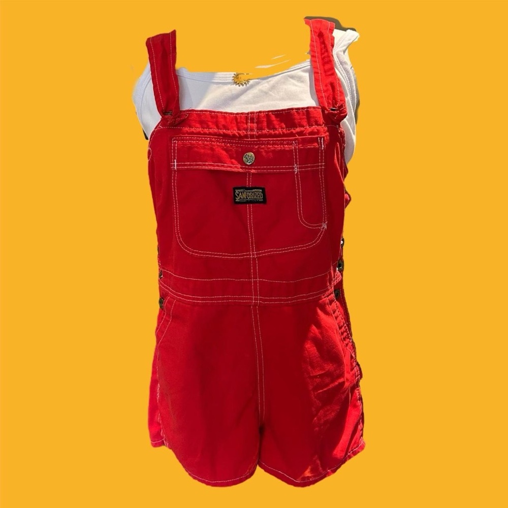 Rare vintage 70s 1970s turtle bax sanforized overalls red shorts shortalls
